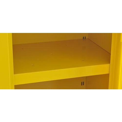 Close up of Yellow Additional Shelf For Flammable COSHH Cabinets Close up of Yellow Additional Shelf For Flammable COSHH Cabinets