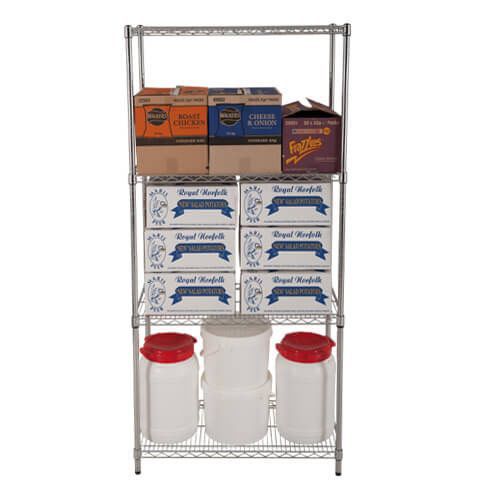 Chrome Wire Shelving - 4 shelves - 1880h x 1830w Chrome Wire Shelving - 4 shelves - 1880h x 1830w