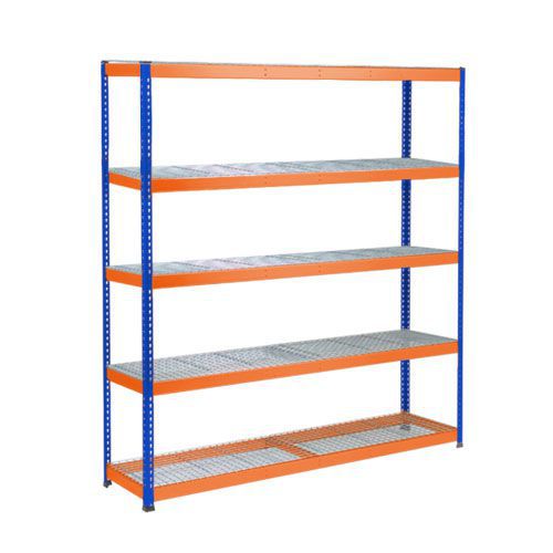 Rapid 1 Heavy Duty Shelving (1980h x 1830w) Blue & Orange - 5 Wire Mesh Shelves Rapid 1 Heavy Duty Shelving (1980h x 1830w) Blue & Orange - 5 Wire Mesh Shelves