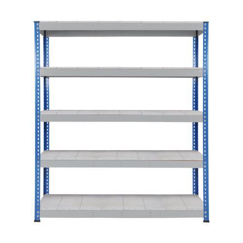 Rapid 1 Heavy Duty Shelving (2440h x 1525w) Blue & Grey - 5 Galvanized Shelves Rapid 1 Heavy Duty Shelving (2440h x 1525w) Blue & Grey - 5 Galvanized Shelves