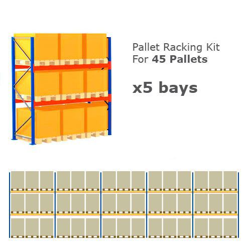 Pallet Racking Kit - Holds 45 Pallets - Sized (H) 1000 x (W) 800 x (D) 1200 Pallet Racking Kit - Holds 45 Pallets - Sized (H) 1000 x (W) 800 x (D) 1200