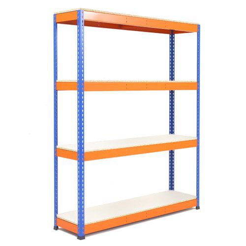 Rapid 1 Heavy Duty Shelving (1980h x 1220w) Blue & Orange - 4 Melamine Shelves