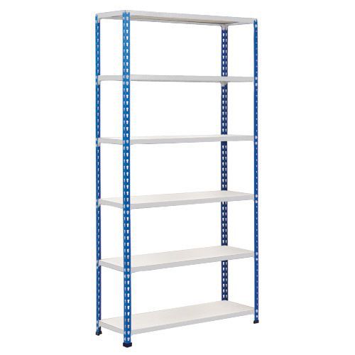 Rapid 2 Shelving (1600h x 1525w) Blue & Grey - 6 Melamine Shelves