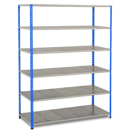 Rapid 2 Shelving (1980h x 1220w) Blue & Grey - 6 Galvanized Shelves Rapid 2 Shelving (1980h x 1220w) Blue & Grey - 6 Galvanized Shelves