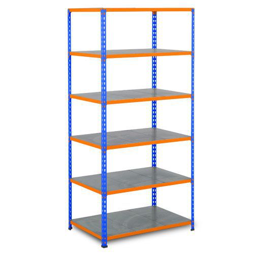 Rapid 2 Shelving (2440h x 1220w) Blue & Orange - 6 Galvanized Shelves