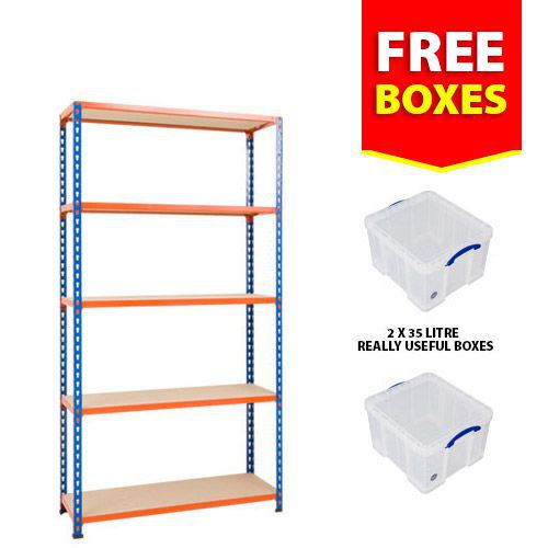 Rapid 2 Shelving Bay Offer - 2 Really Useful Boxes