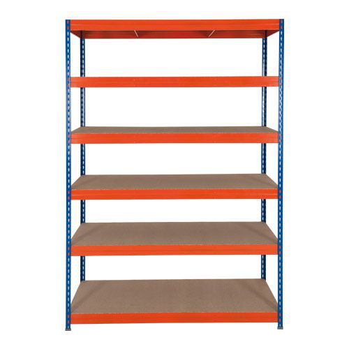 Rapid 3 Blue/Orange Shelving with 6 Fibreboard Shelves (1800h x 1500w) Rapid 3 Blue/Orange Shelving with 6 Fibreboard Shelves (1800h x 1500w)