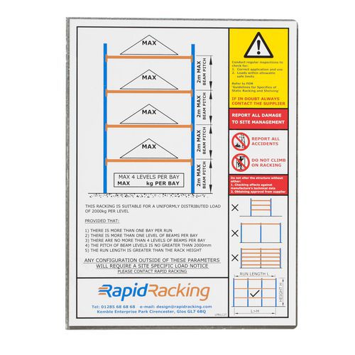 Tough and Durable Load Notices - Rapid Racking