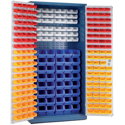 Open Door Louvre Panel Cupboard with Bins Open Door Louvre Panel Cupboard with Bins