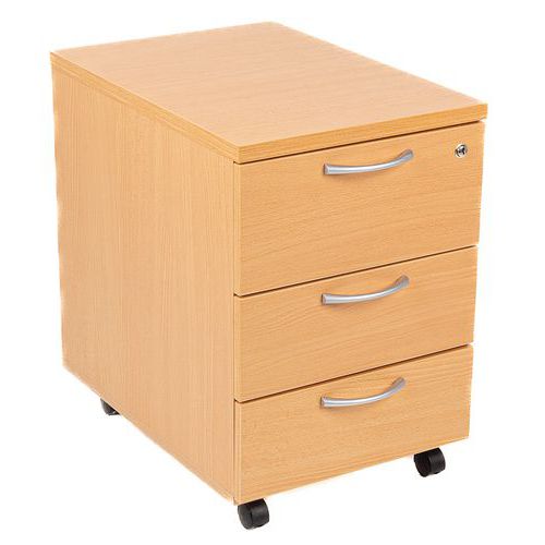 Mobile Filing Cabinet - 2-3 Lockable Drawers - Beech Wood - Manutan Expert Mobile Filing Cabinet - 2-3 Lockable Drawers - Beech Wood - Manutan Expert