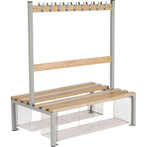 School 1370mm Double Sided Changing Room Bench With Coat Hooks and Shoe