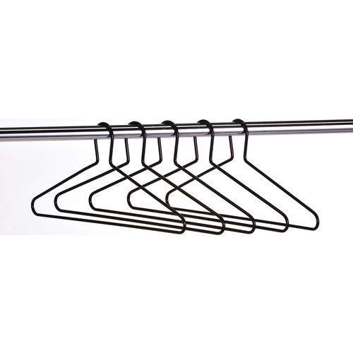 High security metal coat hangers on rail High security metal coat hangers on rail