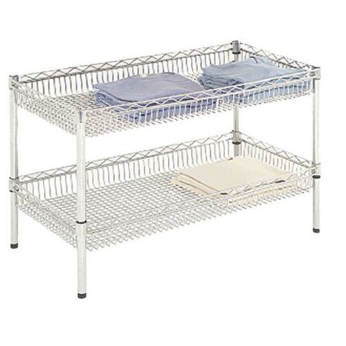 Chrome wire basket shelving with 4 shelves rapid racking