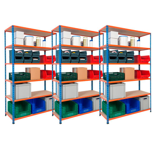 3 Bays of Rapid 2 Shelving - 6 Chipboard Shelves 1980h x 1220w 3 Bays of Rapid 2 Shelving - 6 Chipboard Shelves 1980h x 1220w