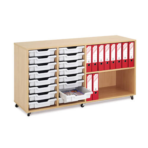 Mobile Melamine Storage Unit (754h x 1350w) Complete With 16 Shallow Gratnells Trays Mobile Melamine Storage Unit (754h x 1350w) Complete With 16 Shallow Gratnells Trays