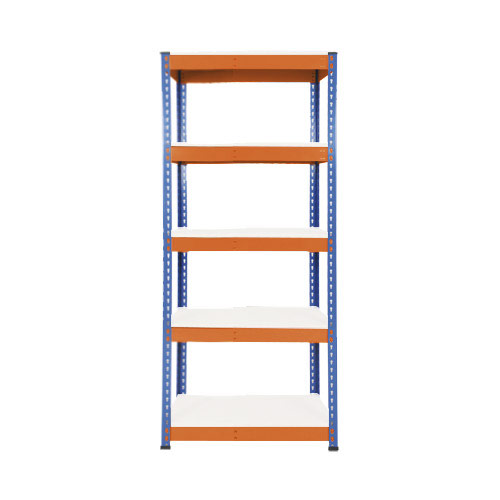 Rapid 1 Heavy Duty Shelving (1980h x 915w) Blue & Orange - 5 Melamine Shelves Rapid 1 Heavy Duty Shelving (1980h x 915w) Blue & Orange - 5 Melamine Shelves