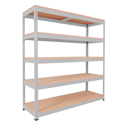 Rapid 1 Heavy Duty Shelving (1980h x 1220w) Grey - 5 Chipboard Shelves Rapid 1 Heavy Duty Shelving (1980h x 1220w) Grey - 5 Chipboard Shelves