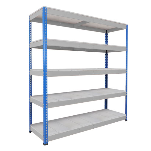 Rapid 1 Heavy Duty Shelving (1980h x 1830w) Blue & Grey - 5 Galvanized Shelves Rapid 1 Heavy Duty Shelving (1980h x 1830w) Blue & Grey - 5 Galvanized Shelves