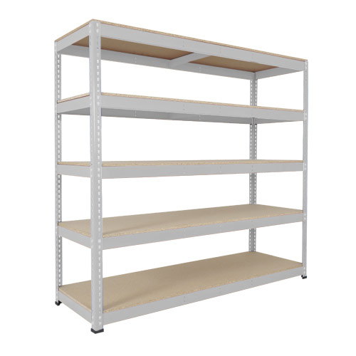 Rapid 1 Heavy Duty Shelving (1980h x 2134w) Grey - 5 Chipboard Shelves Rapid 1 Heavy Duty Shelving (1980h x 2134w) Grey - 5 Chipboard Shelves
