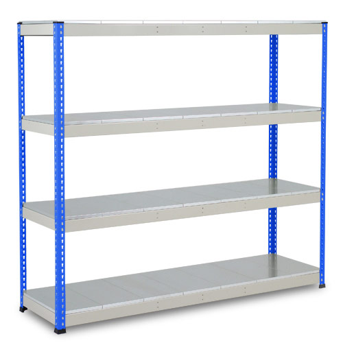 Rapid 1 Heavy Duty Shelving (1980h x 2134w) Blue & Grey - 5 Galvanized Shelves Rapid 1 Heavy Duty Shelving (1980h x 2134w) Blue & Grey - 5 Galvanized Shelves