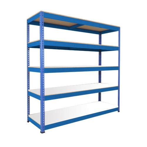 Rapid 1 Heavy Duty Shelving (1980h x 2440w) Blue - 5 Melamine Shelves Rapid 1 Heavy Duty Shelving (1980h x 2440w) Blue - 5 Melamine Shelves