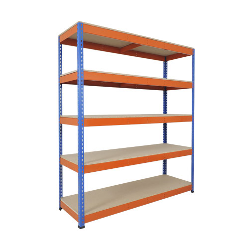 Rapid 1 Heavy Duty Shelving (1980h x 2440w) Blue & Orange - 5 Chipboard Shelves Rapid 1 Heavy Duty Shelving (1980h x 2440w) Blue & Orange - 5 Chipboard Shelves