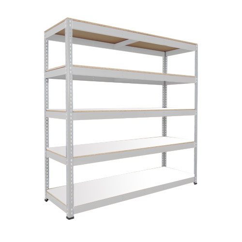 Rapid 1 Heavy Duty Shelving (1980h x 2440w) Grey - 5 Melamine Shelves Rapid 1 Heavy Duty Shelving (1980h x 2440w) Grey - 5 Melamine Shelves