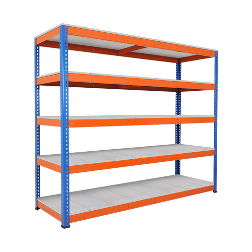 Rapid 1 Heavy Duty Shelving (1980h x 2440w) Blue & Orange - 5 Galvanized Shelves Rapid 1 Heavy Duty Shelving (1980h x 2440w) Blue & Orange - 5 Galvanized Shelves