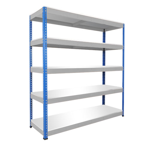 Rapid 1 Heavy Duty Shelving (2440h x 1525w) Blue & Grey - 5 Melamine Shelves Rapid 1 Heavy Duty Shelving (2440h x 1525w) Blue & Grey - 5 Melamine Shelves