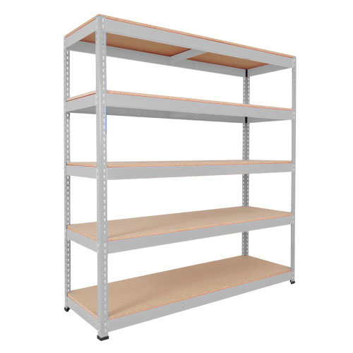 Rapid 1 Heavy Duty Shelving (2440h x 1525w) Grey - 5 Chipboard Shelves Rapid 1 Heavy Duty Shelving (2440h x 1525w) Grey - 5 Chipboard Shelves