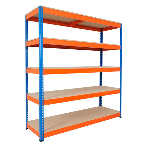 Rapid 1 Heavy Duty Shelving (2440h x 1830w) Blue & Orange - 5 Chipboard Shelves Rapid 1 Heavy Duty Shelving (2440h x 1830w) Blue & Orange - 5 Chipboard Shelves