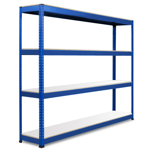 Rapid 1 Heavy Duty Shelving (2440h x 2134w) Blue - 4 Melamine Shelves Rapid 1 Heavy Duty Shelving (2440h x 2134w) Blue - 4 Melamine Shelves