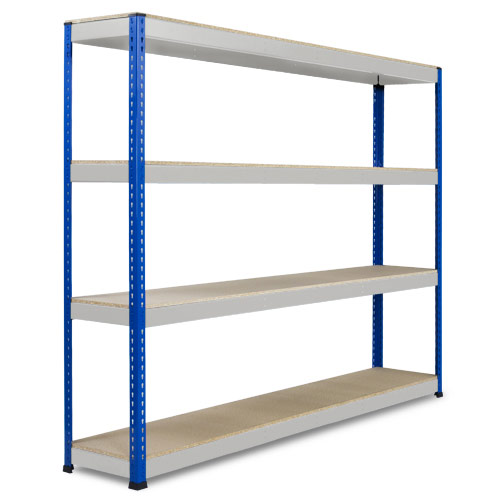 Rapid 1 Heavy Duty Shelving (2440h x 2134w) Blue & Grey - 4 Chipboard Shelves Rapid 1 Heavy Duty Shelving (2440h x 2134w) Blue & Grey - 4 Chipboard Shelves