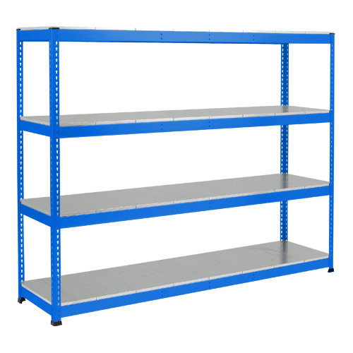 Rapid 1 Heavy Duty Shelving (2440h x 2134w) Blue - 4 Galvanized Shelves Rapid 1 Heavy Duty Shelving (2440h x 2134w) Blue - 4 Galvanized Shelves