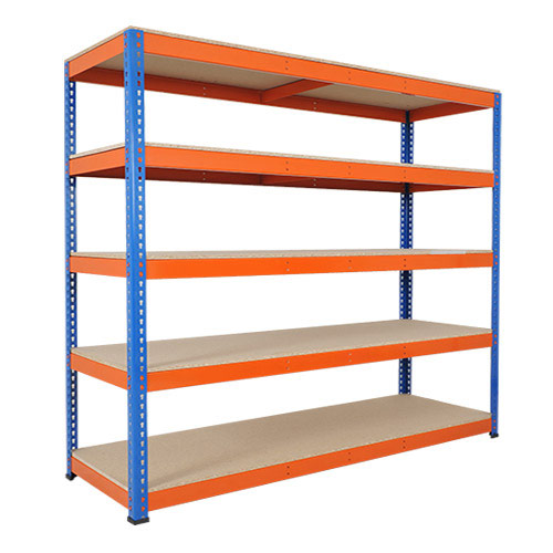Rapid 1 Heavy Duty Shelving (2440h x 2134w) Blue & Orange - 5 Chipboard Shelves Rapid 1 Heavy Duty Shelving (2440h x 2134w) Blue & Orange - 5 Chipboard Shelves