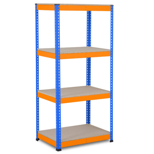 Rapid 1 Shelving (1980h x 915w) Blue & Orange - 4 Chipboard Shelves Rapid 1 Shelving (1980h x 915w) Blue & Orange - 4 Chipboard Shelves