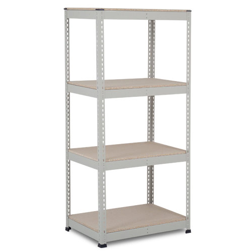 Rapid 1 Shelving (1980h x 915w) Grey - 4 Chipboard Shelves Rapid 1 Shelving (1980h x 915w) Grey - 4 Chipboard Shelves