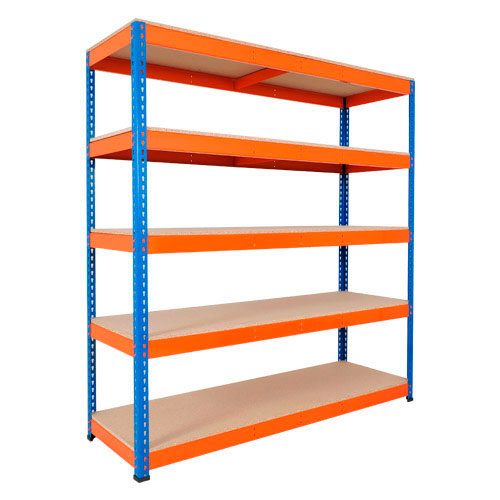 Rapid 1 Shelving (1980h x 1220w) Blue & Orange - 5 Chipboard Shelves Rapid 1 Shelving (1980h x 1220w) Blue & Orange - 5 Chipboard Shelves