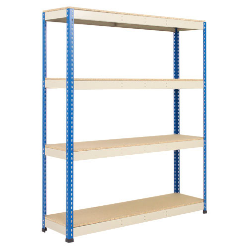 Rapid 1 Shelving (1980h x 1220w) Blue & Grey - 4 Chipboard Shelves Rapid 1 Shelving (1980h x 1220w) Blue & Grey - 4 Chipboard Shelves