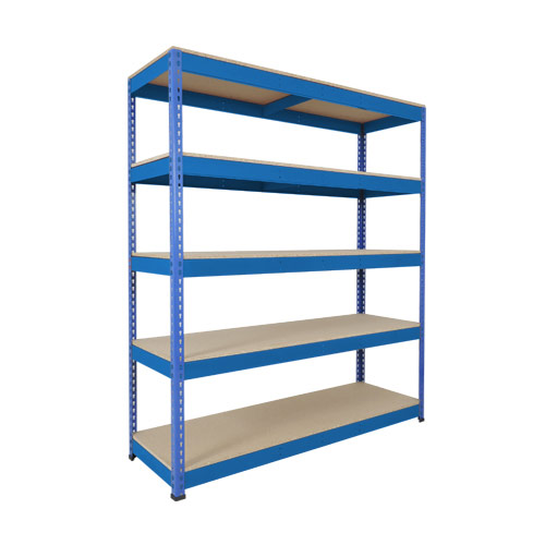 Rapid 1 Shelving (1980h x 1525w) Blue - 5 Chipboard Shelves Rapid 1 Shelving (1980h x 1525w) Blue - 5 Chipboard Shelves