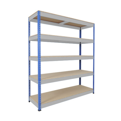 Rapid 1 Shelving (1980h x 1830w) Blue & Grey - 5 Chipboard Shelves Rapid 1 Shelving (1980h x 1830w) Blue & Grey - 5 Chipboard Shelves