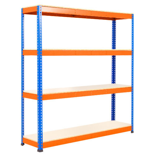 Rapid 1 Shelving (1980h x 1830w) Blue & Orange - 4 Melamine Shelves Rapid 1 Shelving (1980h x 1830w) Blue & Orange - 4 Melamine Shelves