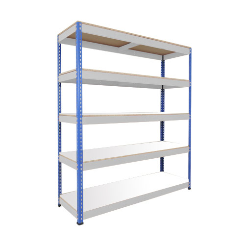 Rapid 1 Shelving (2440h x 1830w) Blue & Grey - 5 Melamine Shelves Rapid 1 Shelving (2440h x 1830w) Blue & Grey - 5 Melamine Shelves