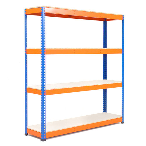 Rapid 1 Shelving (2440h x 1830w) Blue & Orange - 4 Melamine Shelves Rapid 1 Shelving (2440h x 1830w) Blue & Orange - 4 Melamine Shelves