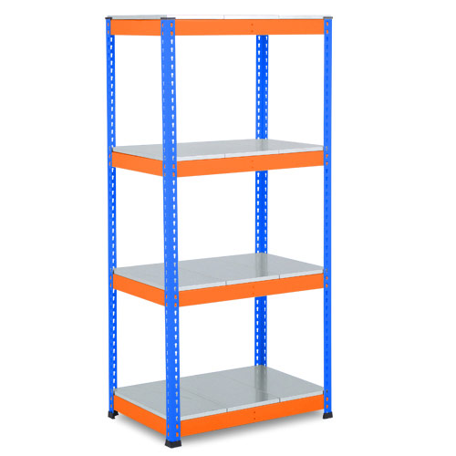 Rapid 1 Heavy Duty Shelving (1980h x 915w) Blue & Orange - 4 Galvanized Shelves Rapid 1 Heavy Duty Shelving (1980h x 915w) Blue & Orange - 4 Galvanized Shelves