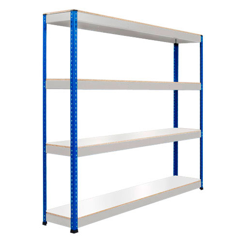 Rapid 1 Heavy Duty Shelving (1980h x 1220w) Blue & Grey - 4 Melamine Shelves Rapid 1 Heavy Duty Shelving (1980h x 1220w) Blue & Grey - 4 Melamine Shelves