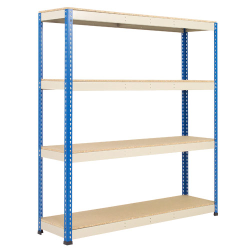 Rapid 1 Heavy Duty Shelving (1980h x 1830w) Blue & Grey - 4 Chipboard Shelves Rapid 1 Heavy Duty Shelving (1980h x 1830w) Blue & Grey - 4 Chipboard Shelves