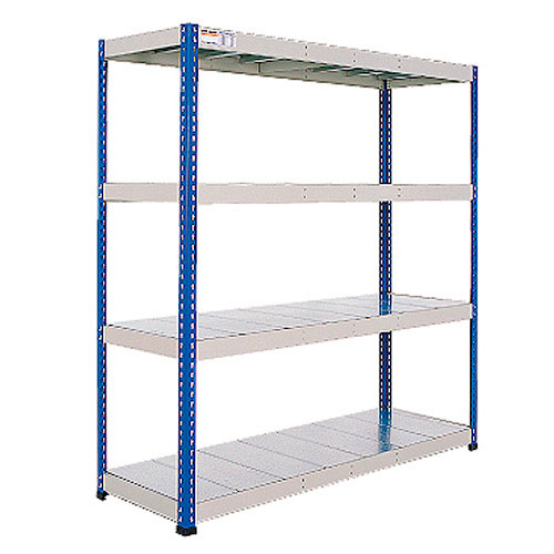 Rapid 1 Heavy Duty Shelving (1980h x 1830w) Blue & Grey - 4 Galvanized Shelves Rapid 1 Heavy Duty Shelving (1980h x 1830w) Blue & Grey - 4 Galvanized Shelves