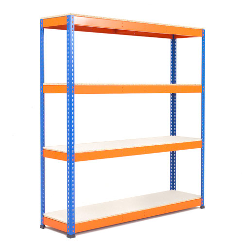 Rapid 1 Heavy Duty Shelving (1980h x 1830w) Blue & Orange - 4 Melamine Shelves Rapid 1 Heavy Duty Shelving (1980h x 1830w) Blue & Orange - 4 Melamine Shelves