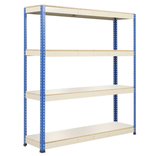 Rapid 1 Heavy Duty Shelving (2440h x 1830w) Blue & Grey - 4 Melamine Shelves Rapid 1 Heavy Duty Shelving (2440h x 1830w) Blue & Grey - 4 Melamine Shelves